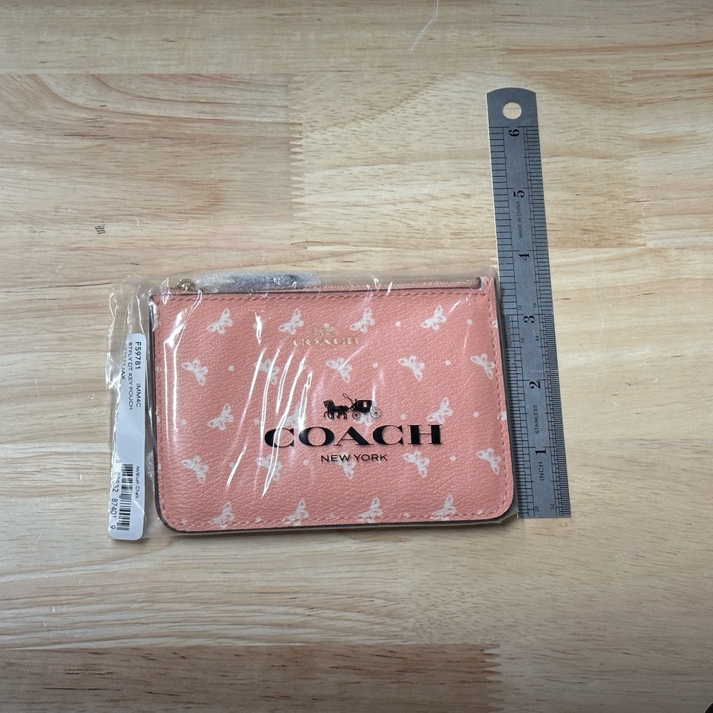 NWT Coach Zipped Key/Card Holder with Butterflies